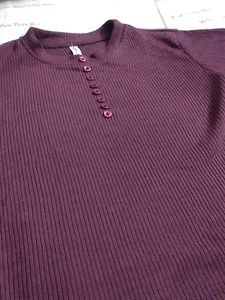 Burgundy Ribbed Button-Up Top