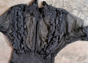 Black Sheer Midi Dress