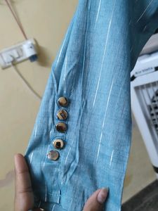 Sky Blue Striped Kurti