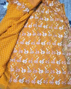 Orange Polka Dot Dress Material