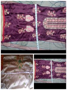Purple Silky Plazo +Suit Salwar Set