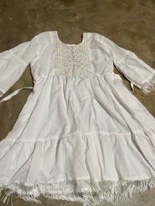 White dress kurti with ruffles