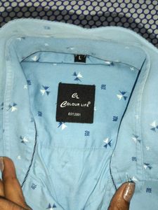 Patterned Light Blue Shirt