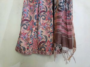 Pink White Anarkali Kurta Set
