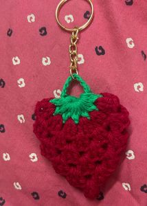 Crochet Strawberry Keychain