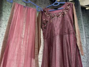 Elegant Mauve Embroidered Dress