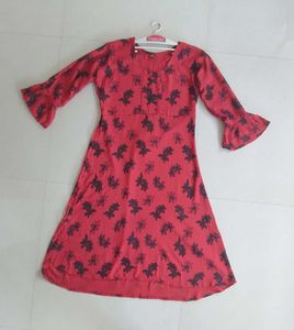 Floral Print Red Dress