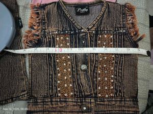 Denim Fancy Skirt Top Set For Infants