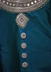Pakistani Embroidery Party Wear Dark Sea Green Dress