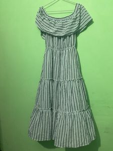 Striped Off-Shoulder Maxi Dress