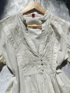 Y2K Ivory Embroidered Tunic 🤍