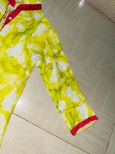 Yellow &amp; Red Embroidered Kurti