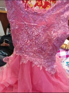 Pink Tulle Ruffled Gown
