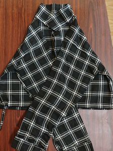 Black &amp; White Checkered Crop Shirt