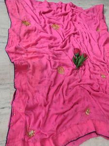 Pink Chiffon Saree
