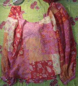 Floral Print Tie-Front Top