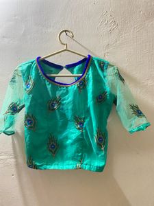 Teal Peacock Blouse