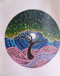 Dot Mandala Abstract Painting -Moonlight