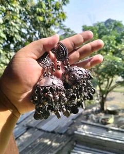Beautiful Oxidised Black Polish Earrings
