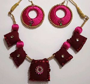 Handmade Pink & Burgundy Jewelry Set