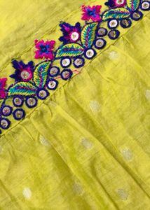 Lime Green Embroidery Dress 3set Dupatta With Pant