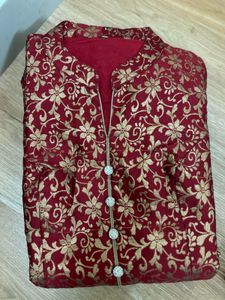 Elegant Red &amp; Gold Kurta Set