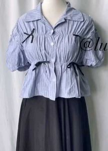 SAVANA Cute Striped Bow Top