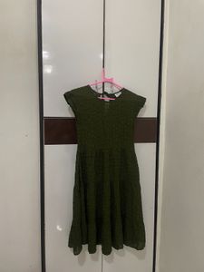 Olive Green Tiered Dress