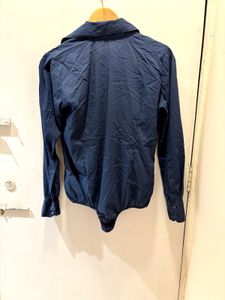 Navy Blue Button-Up Bodysuit