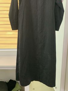 Black Striped Trench Coat Abaya