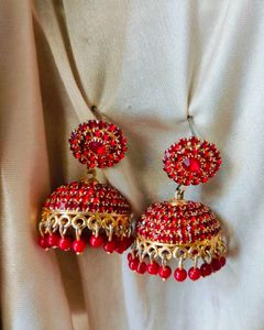 Red Stone Jhumkas