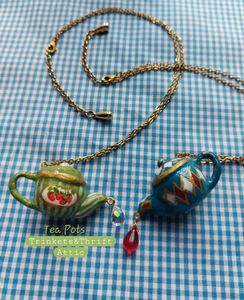 Handmade Teapot &amp; cup set Dangle Necklace/Earring