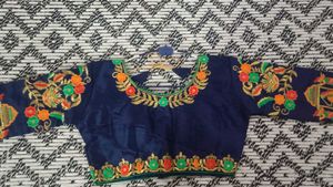 Embroidered Navy Blue Blouse