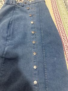Denim Button-Front Skirt