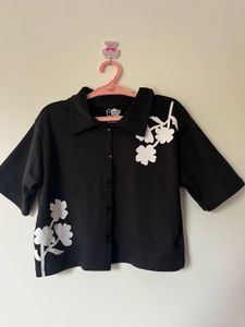 souled store- Floral Print Black Shirt