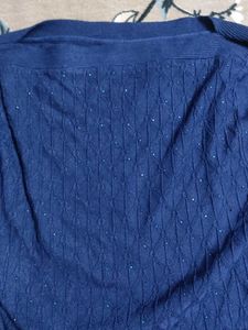 Navy Knit Sweater with Embellishments