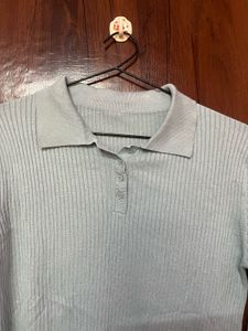 Powder Blue Ribbed Top