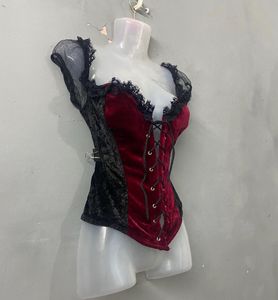 Red &amp; Black Lace Corset Top
