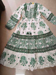 Green Floral Frock Dress