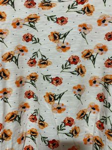 Cotton Floral Short Top with Balloon Sleeves