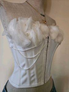 Pinterest Inspired Pearl Rhinestone White Corset