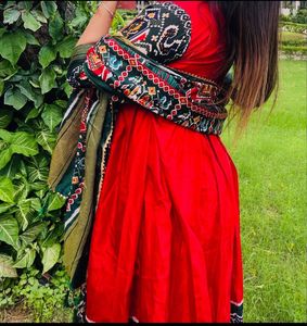 Red Anarkali Grown With Rajasthani Look Embroidery