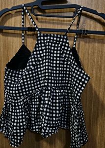 Black &amp; White Gingham Sleeveless Top