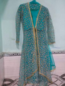 Teal Embroidered Kurta Set