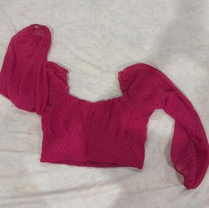 Magenta Pink Crop Top, L Size, berrylush