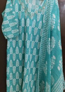 New Pure Cotton Suit With Cutdana Work On Neck
