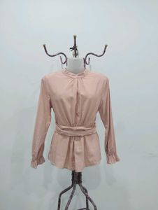Vintage Pink Belted Blouse