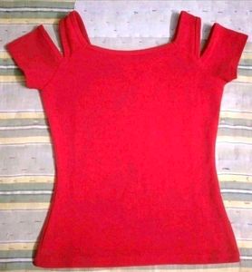 Red Cold Shoulder Top