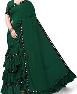 Elegant Green Saree Unstitched Blouse