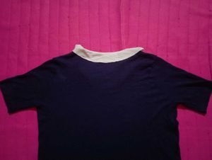 Navy V-Neck Knit Top